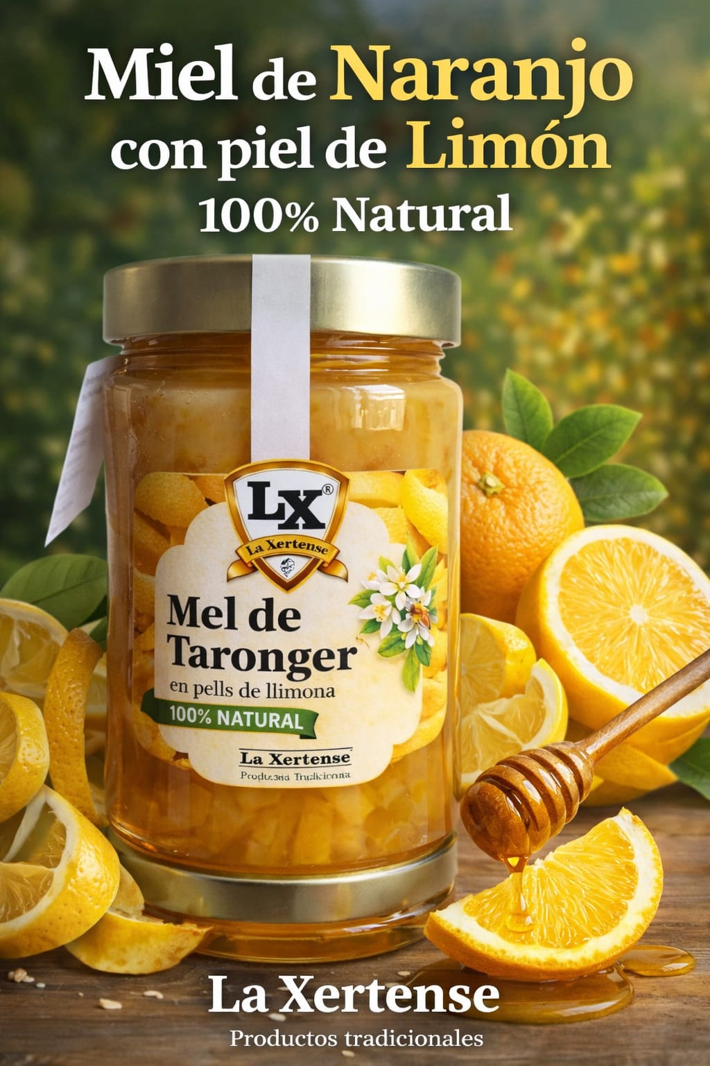 Miel de naranjo con piel de Limón 100% natural 450 g