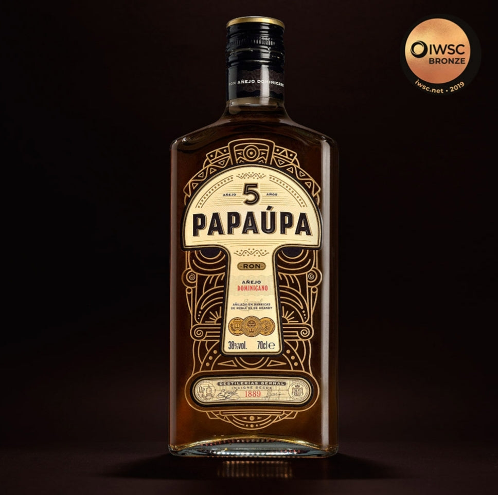 Ron papaupa 5 años 70cl suave muy elegante y de color amarillento